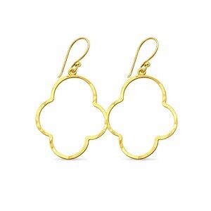 #22 Gold Handmade Hammered Clover Dangle Earrings